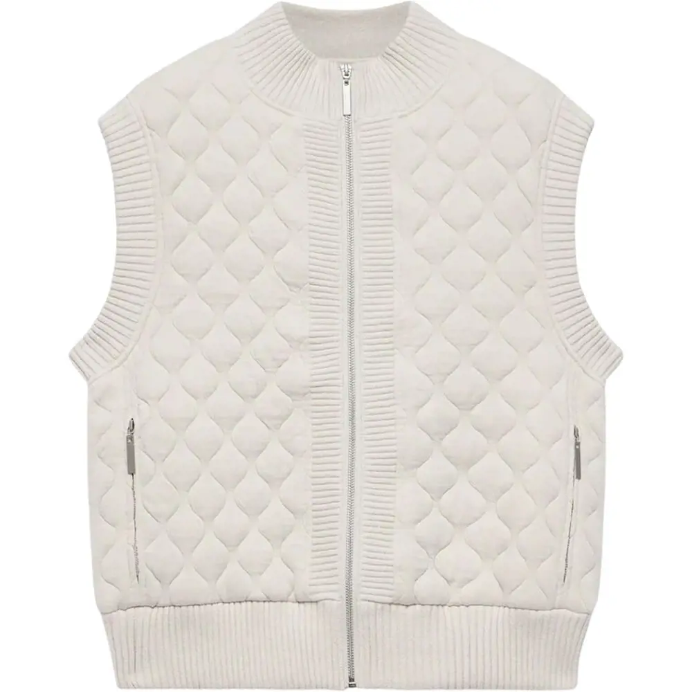 Mint Velvet Cream Quilted Cotton Blend Gilet